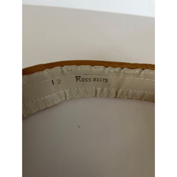 Vintage Women\'s ROSS Belts Tan Suede Leather Brass Rectangle Buckle Size 12 main image 6